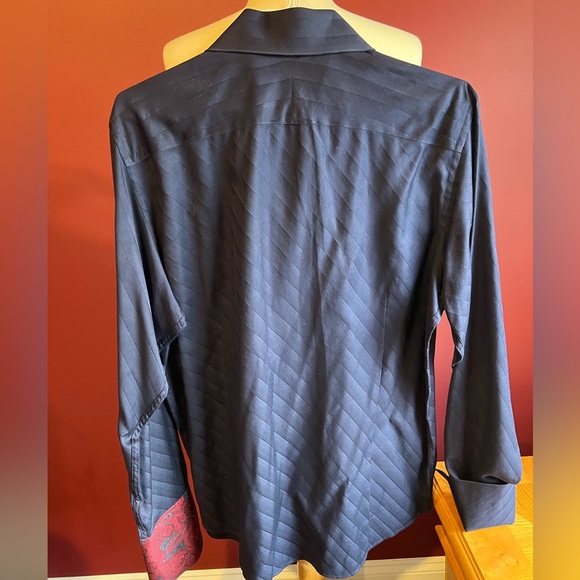 Banana republic men’s blue shirt with cuff sleeves in red SZ L neck sz 16 -16.5 - Picture 5 of 7